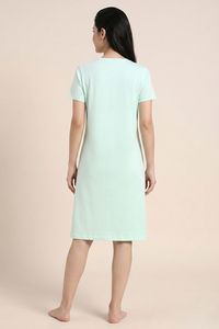 Zivame Farm Lore Knit Cotton Knee Length Nightdress - Honey Dew — thumbnail 3